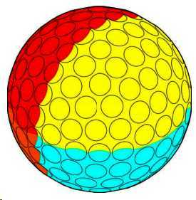 Diseño solicitado de pelota de golf con cuatro zonas de color