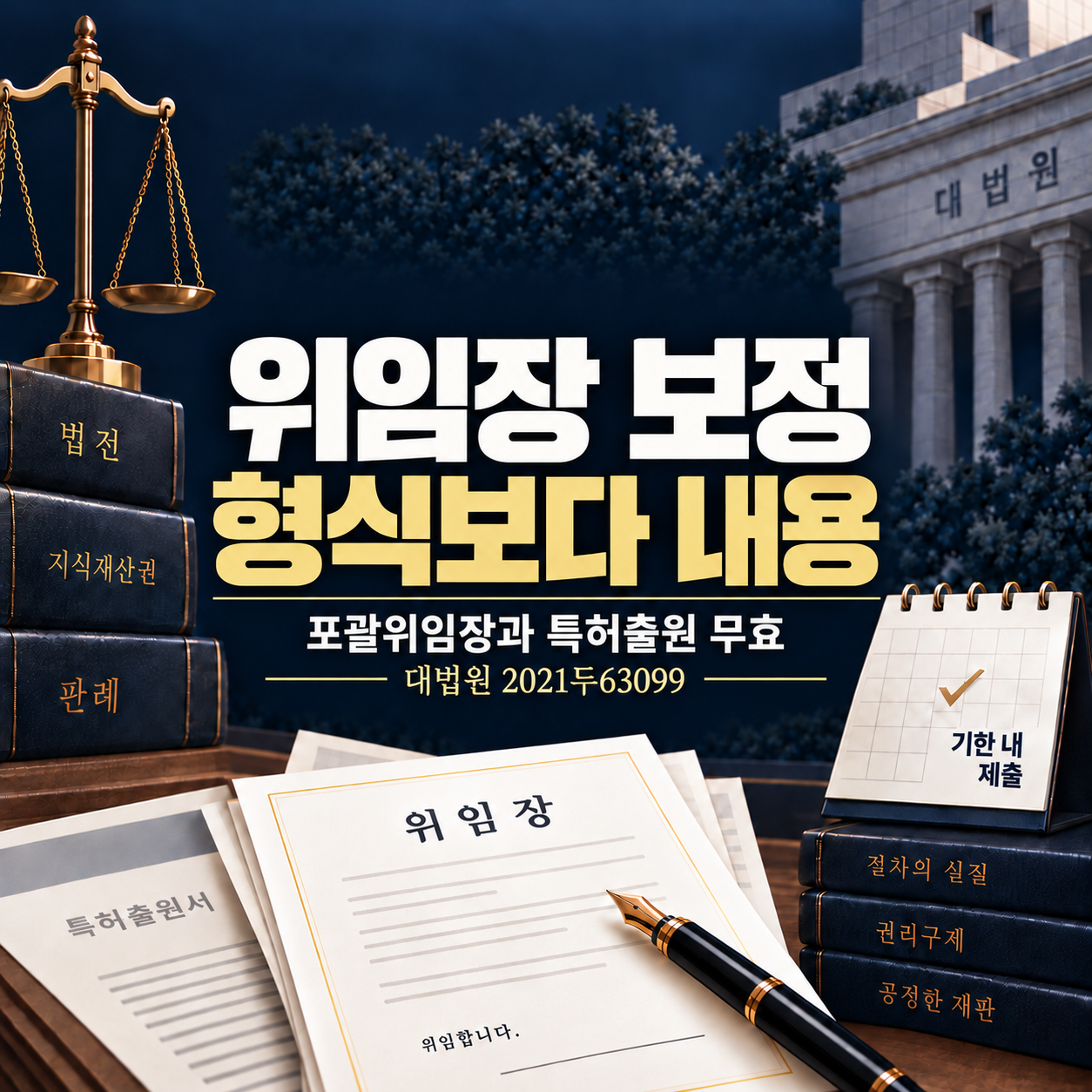 위임장 서류와 기한 내 보정을 나타낸 원문 대표 이미지