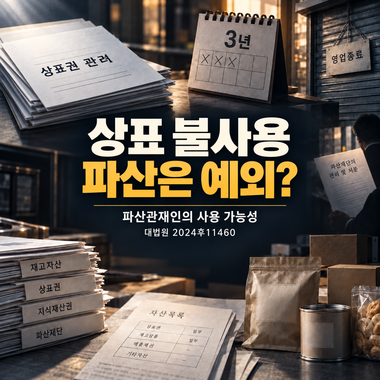 상표권 관리 문서와 3년 달력으로 표현한 파산 중 불사용 문제