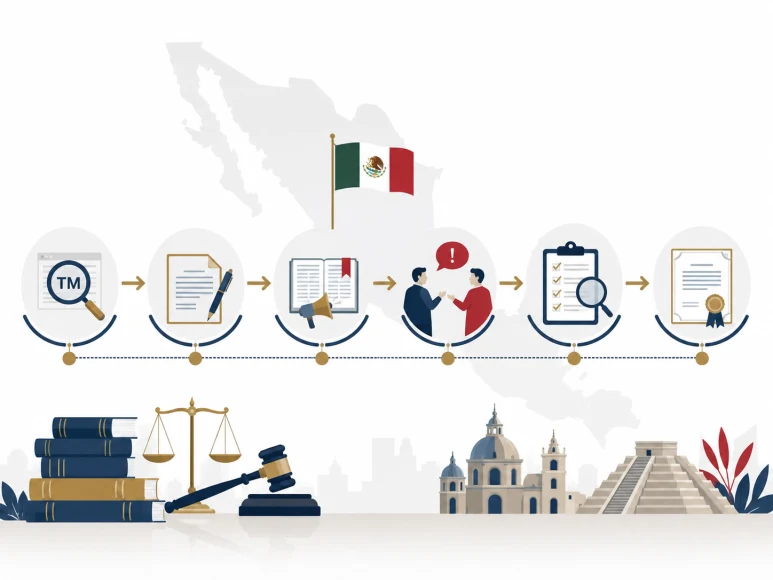 Search, filing, publication, opposition, examination and registration in Mexico