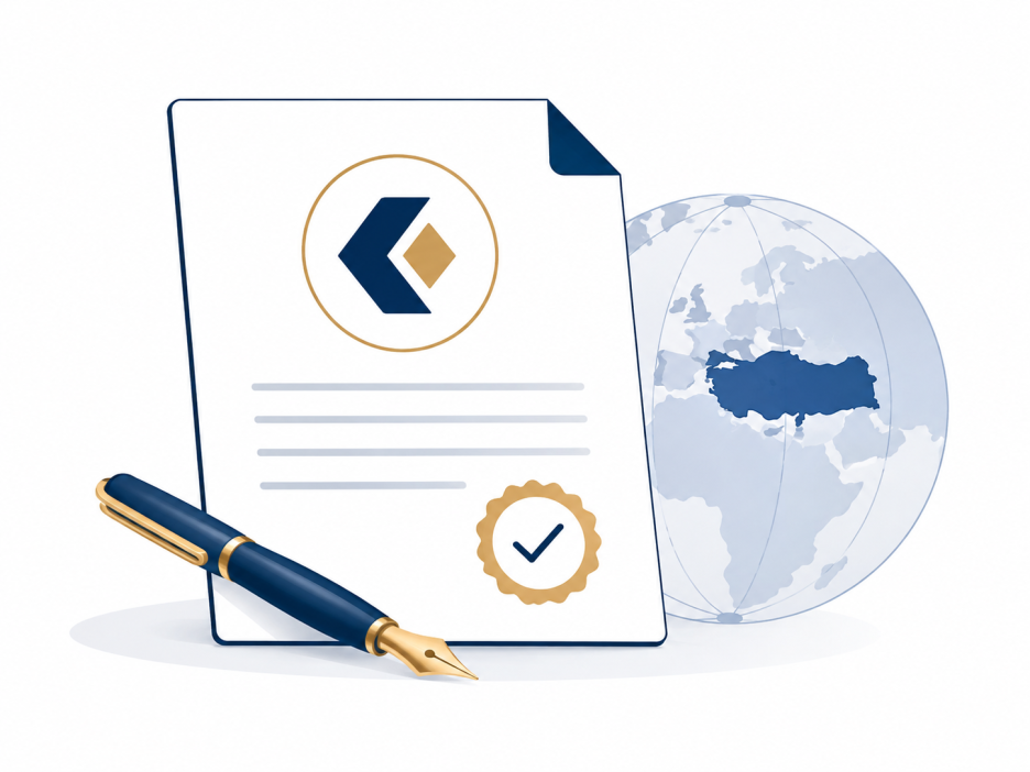 Documents and map illustrating trade mark filing in Türkiye